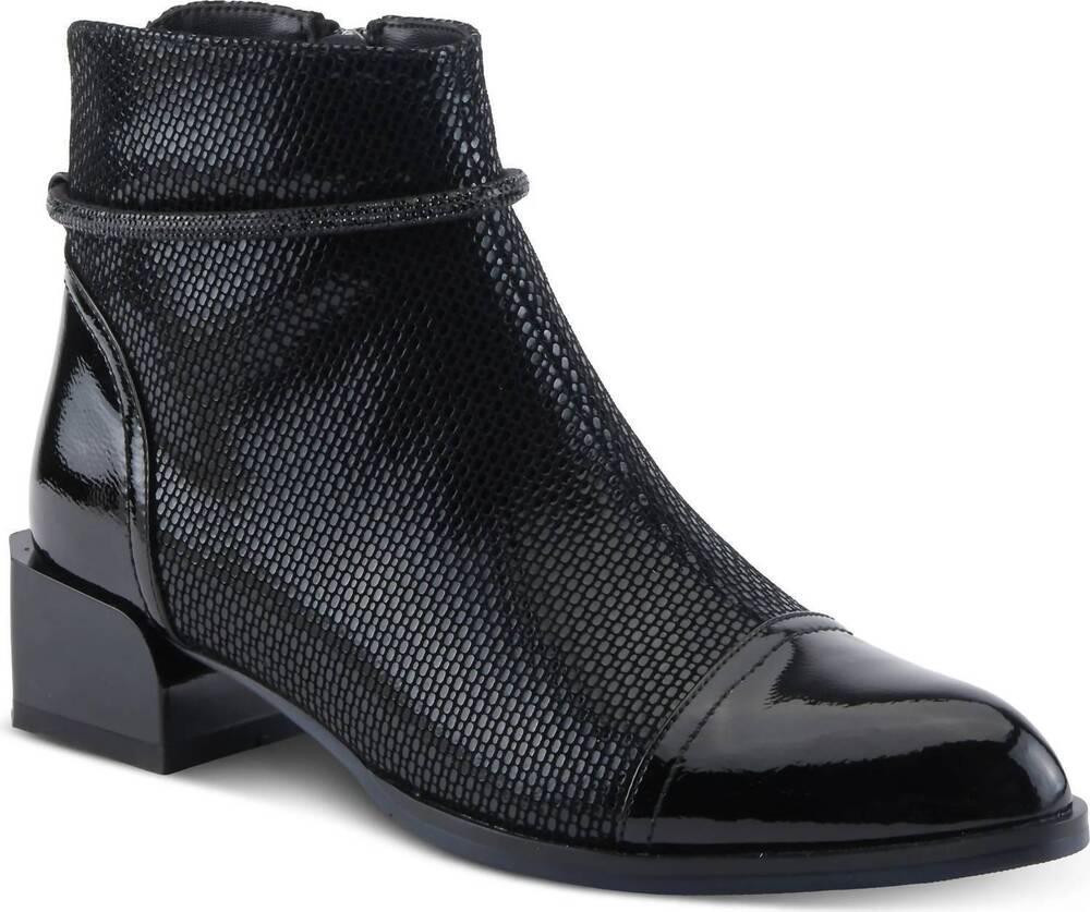 NEW AZURA women's shelbi cap toe bootie in black patent